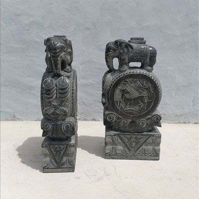 庭院别墅门口一对仿古做旧浮雕大象抱鼓石博鱼网页版