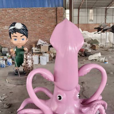 大型玻璃钢仿真卡通章鱼博鱼网页版 户外喷泉景观博鱼网页版
