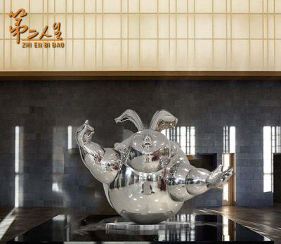 酒店一只不锈钢大型个性兔子博鱼网页版