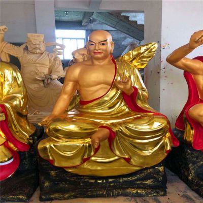 景区创意玻璃钢彩绘寺庙供奉十八罗汉博鱼网页版