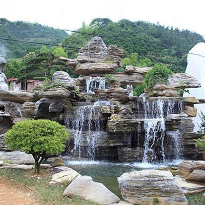 景区千层奇石假山水池景观