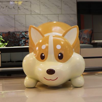 游乐园可爱卡通玻璃钢趴着的狗博鱼网页版