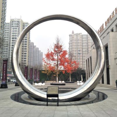 不锈钢圆环博鱼网页版别墅小区大型圆环摆件