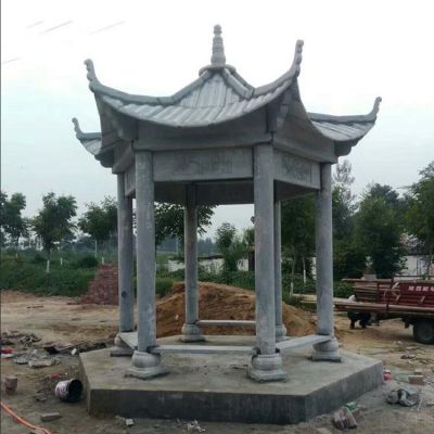 复古石雕凉亭 大理石园林古建六角凉亭