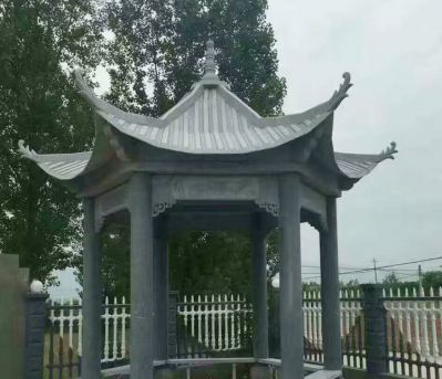 学院六角青石雕刻休闲凉亭石雕