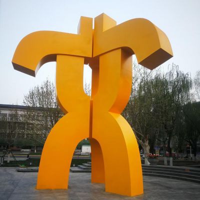 广场摆放喷漆不锈钢抽象大型文字标识博鱼网页版