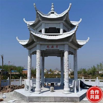 户外公园大理石石雕双层凉亭博鱼网页版摆件