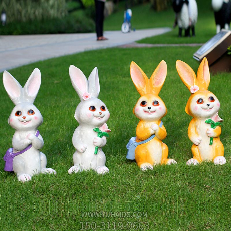 树林四只卡通树脂兔子博鱼网页版