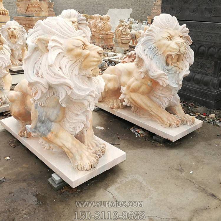 天然晚霞红欧式卧狮博鱼网页版别墅园林博鱼网页版