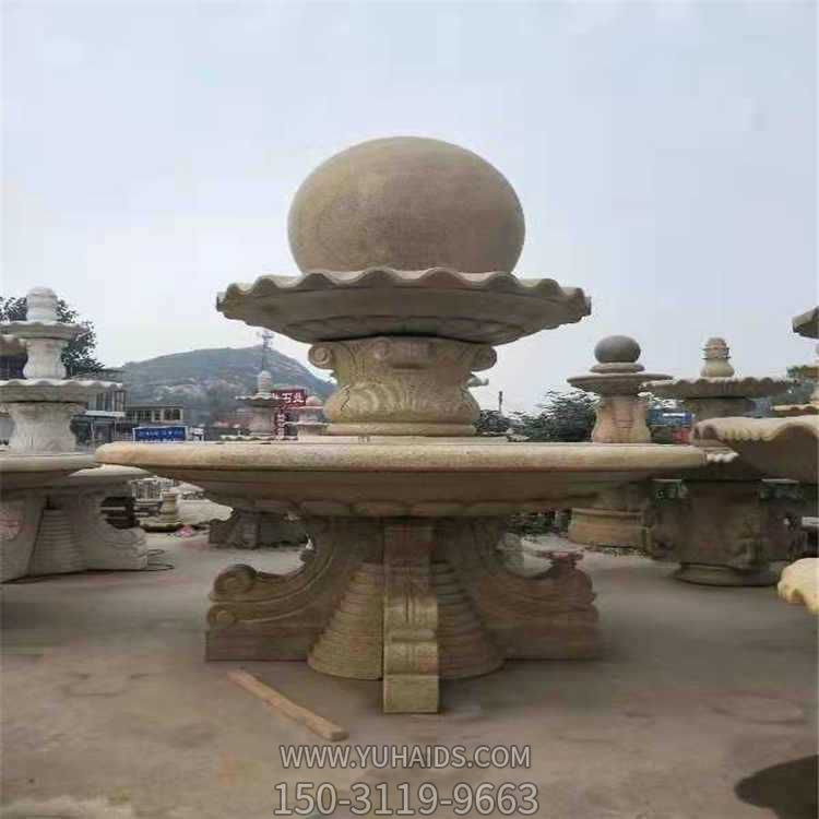 天然大理石雕刻欧式二层流水喷泉别墅花园摆件博鱼网页版