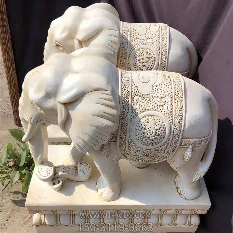 汉白玉石象庭院门口摆件 石雕动物门墩博鱼网页版