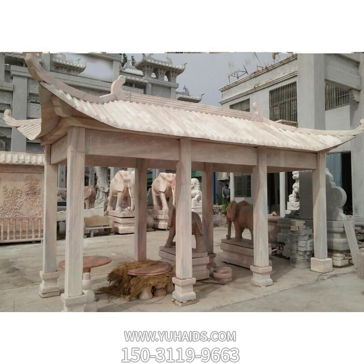 公园摆放晚霞红雕刻中式长廊石亭博鱼网页版