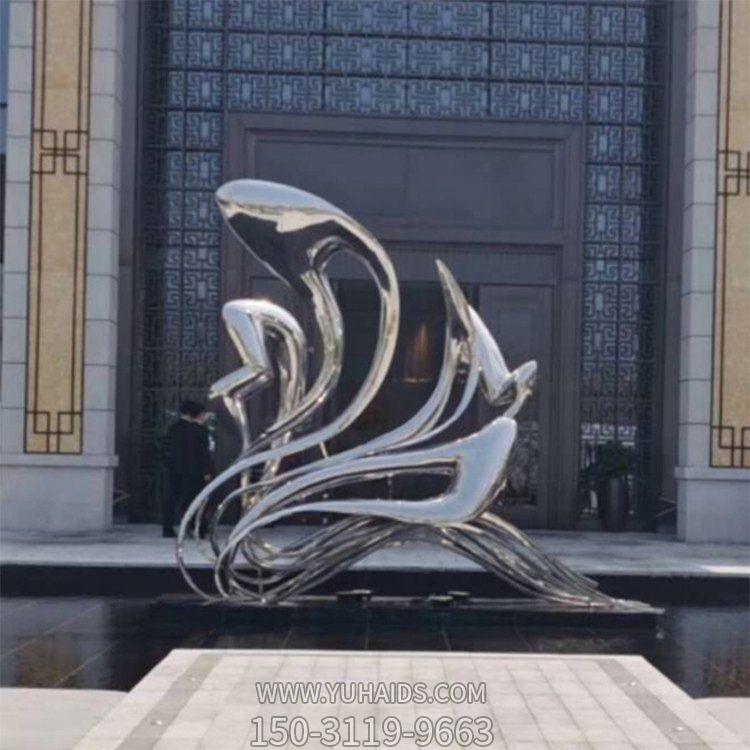 酒店门口水池摆放不锈钢镜面抽象艺术造型博鱼网页版