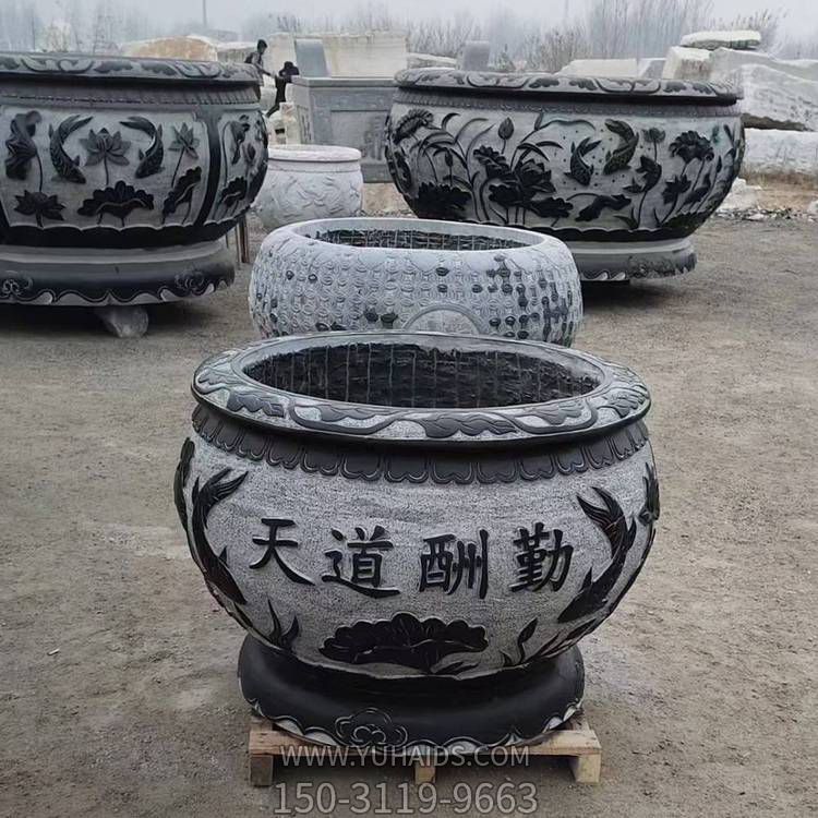 仿古青石石雕鱼缸花盆荷花水缸博鱼网页版