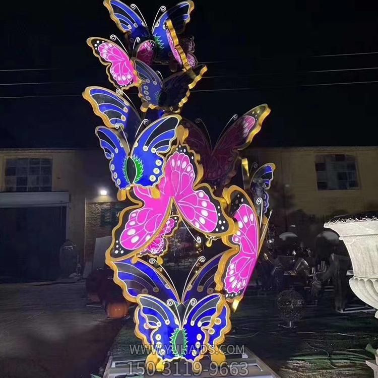 户外不锈钢铁艺发光镂空镜面蝴蝶园林景观小品摆件博鱼网页版