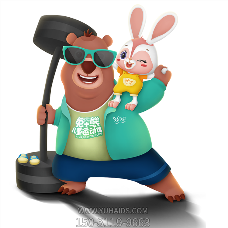 儿童运动馆兔+熊玻璃钢动物ip博鱼网页版