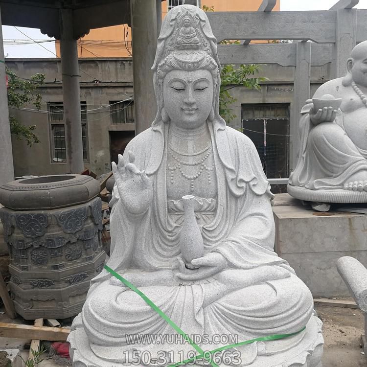 寺庙供奉大理石雕刻坐莲观音雕像博鱼网页版