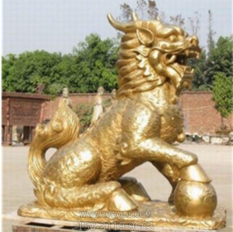 广场大型不锈钢喷金神兽麒麟博鱼网页版