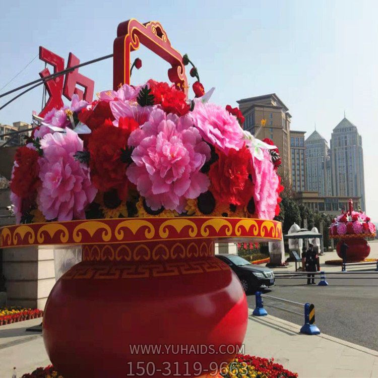 城市广场大型玻璃钢彩绘国庆大花篮博鱼网页版