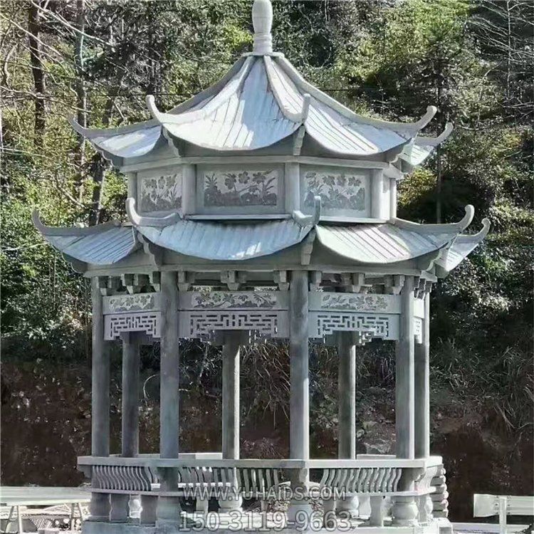 双层八柱青石凉亭石雕亭子博鱼网页版