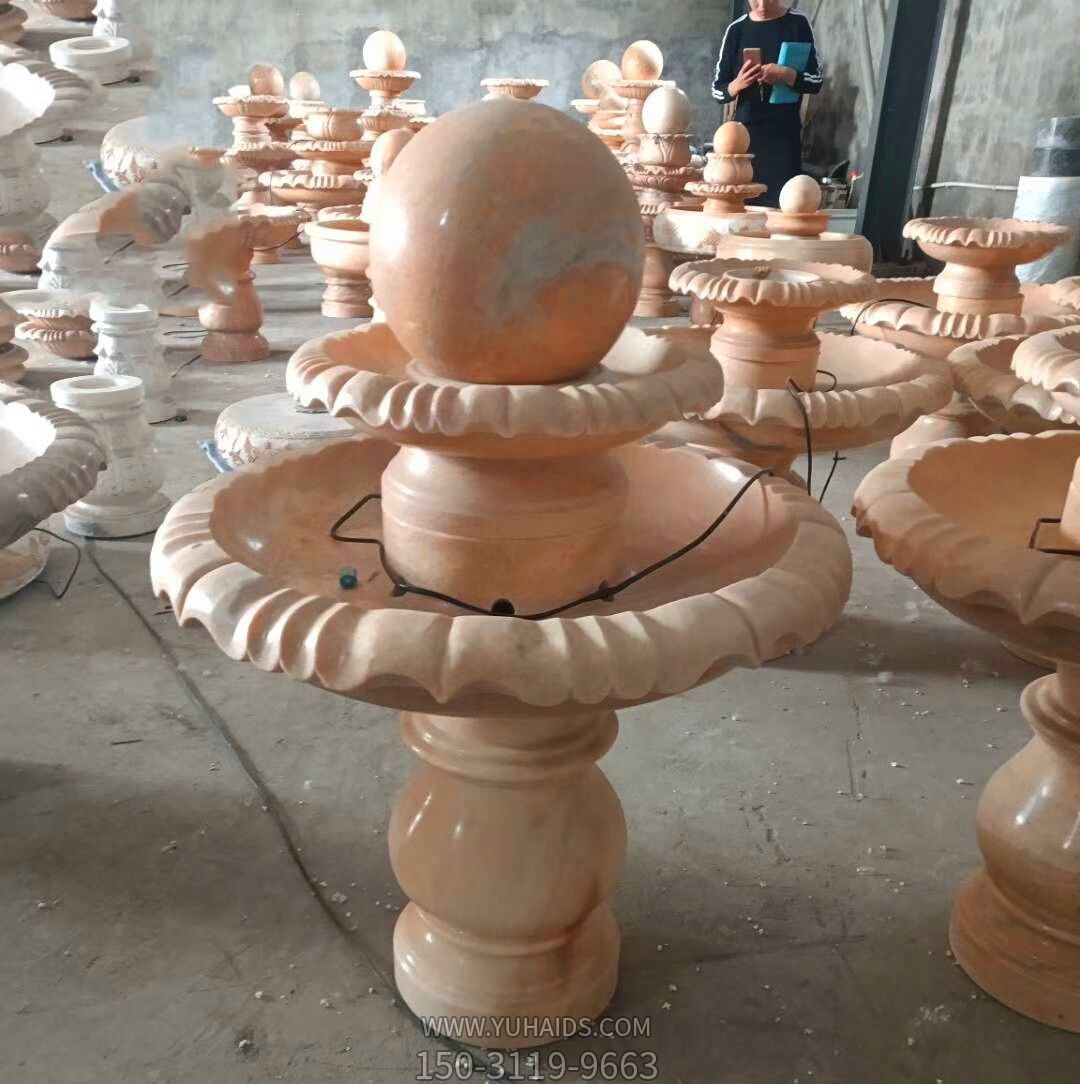 饭店室内风水球晚霞红石雕博鱼网页版