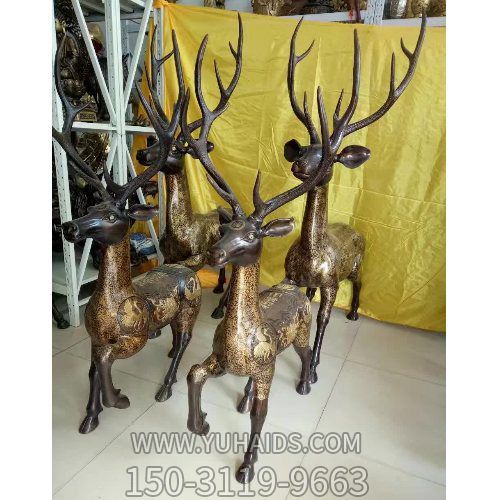 纯铜梅花鹿博鱼网页版摆件公园楼盘草坪博鱼网页版