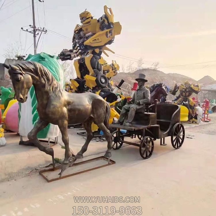 步行街博鱼网页版大型摆件玻璃钢仿铜马车博鱼网页版