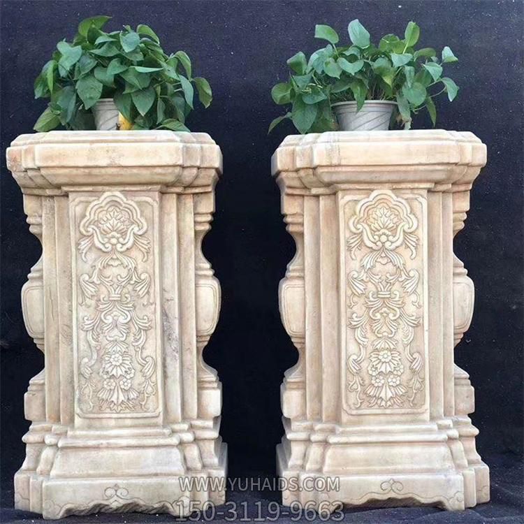 石雕花架 汉白玉仿古花架 石雕盆景台花盆庭院装饰摆件博鱼网页版