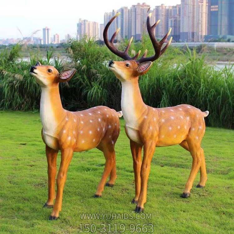 花园户外玻璃钢仿真动物梅花鹿博鱼网页版