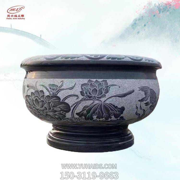 花岗岩圆形鱼缸庭院中式摆件博鱼网页版
