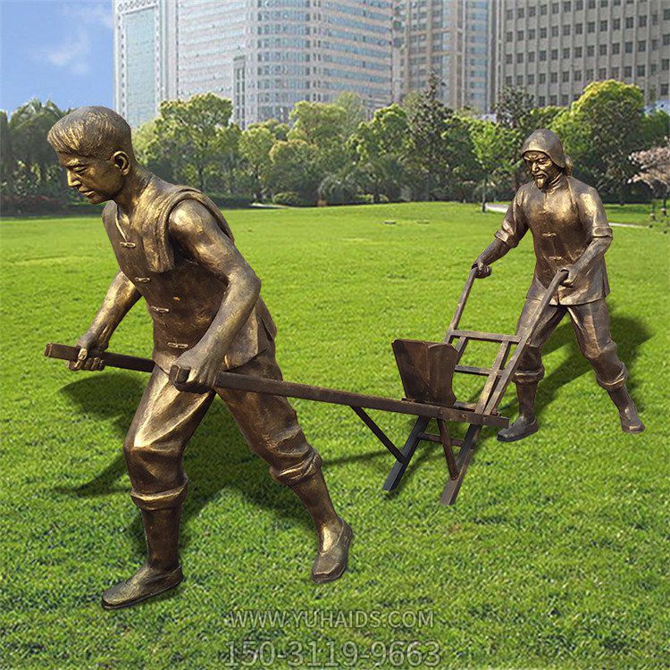 玻璃钢仿铜耕地的人物景观摆件博鱼网页版