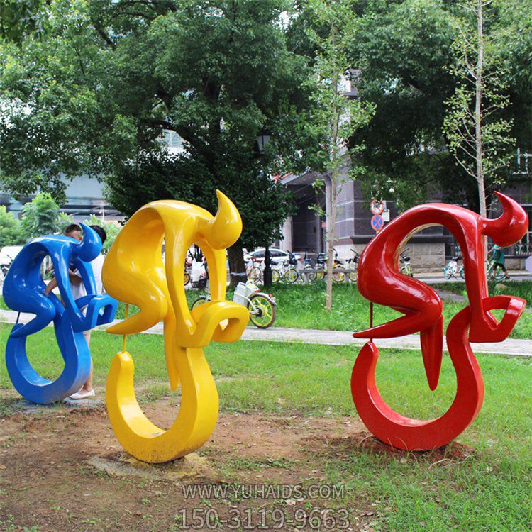 不锈钢抽象骑行运动人博鱼网页版，骑自行车