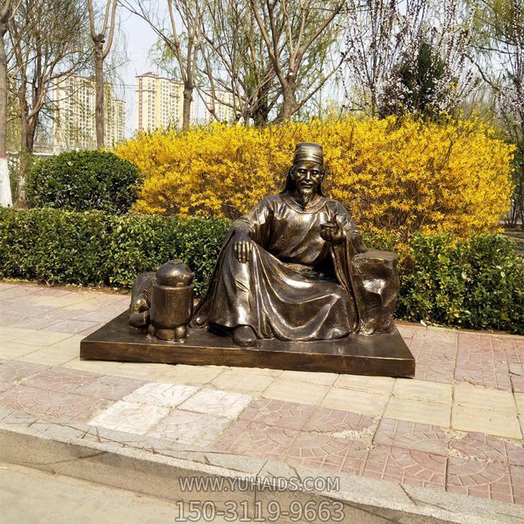 茶圣陆羽博鱼网页版，玻璃钢仿铜历史名人情景博鱼网页版