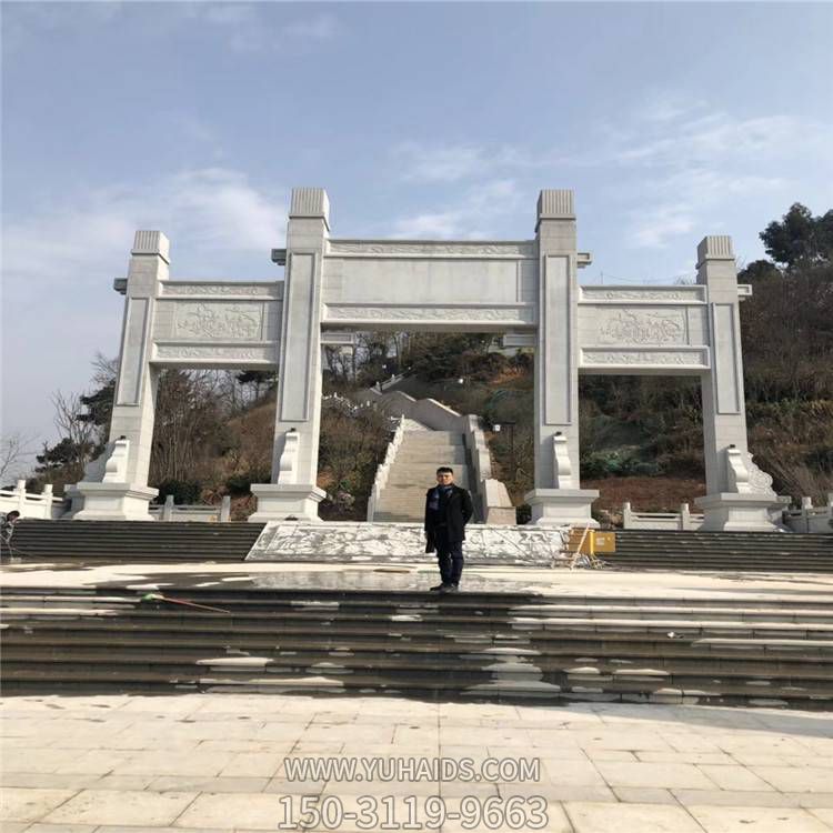 墓地门口大型大理石石雕牌坊博鱼网页版