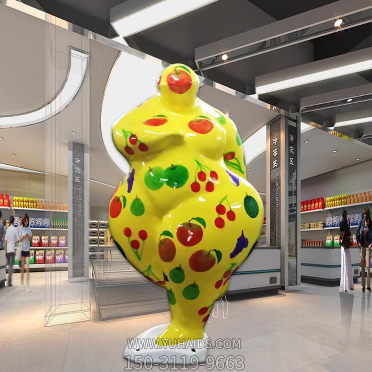 商场玻璃钢彩绘创意大型抽象人物摆件博鱼网页版