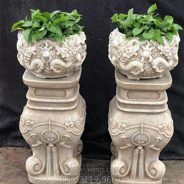 别墅庭院大理石浮雕仿古盆景石墩花架花几博鱼网页版