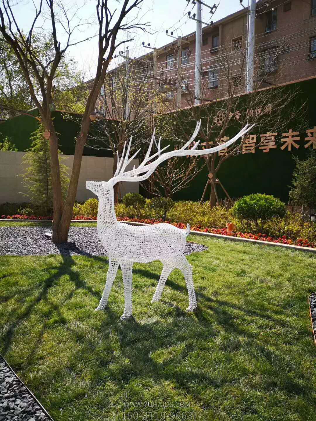 公园草坪户外大型不锈钢镂空照明梅花鹿博鱼网页版