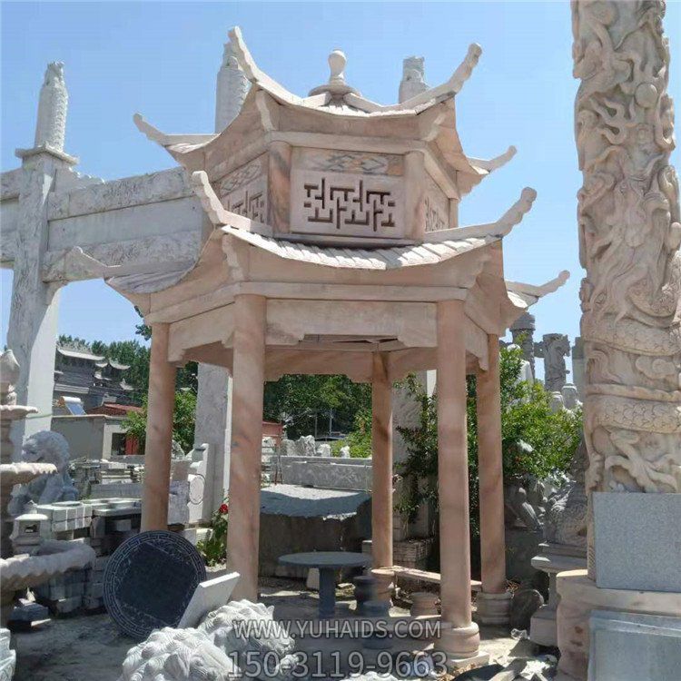 户外大型石雕六角凉亭博鱼网页版