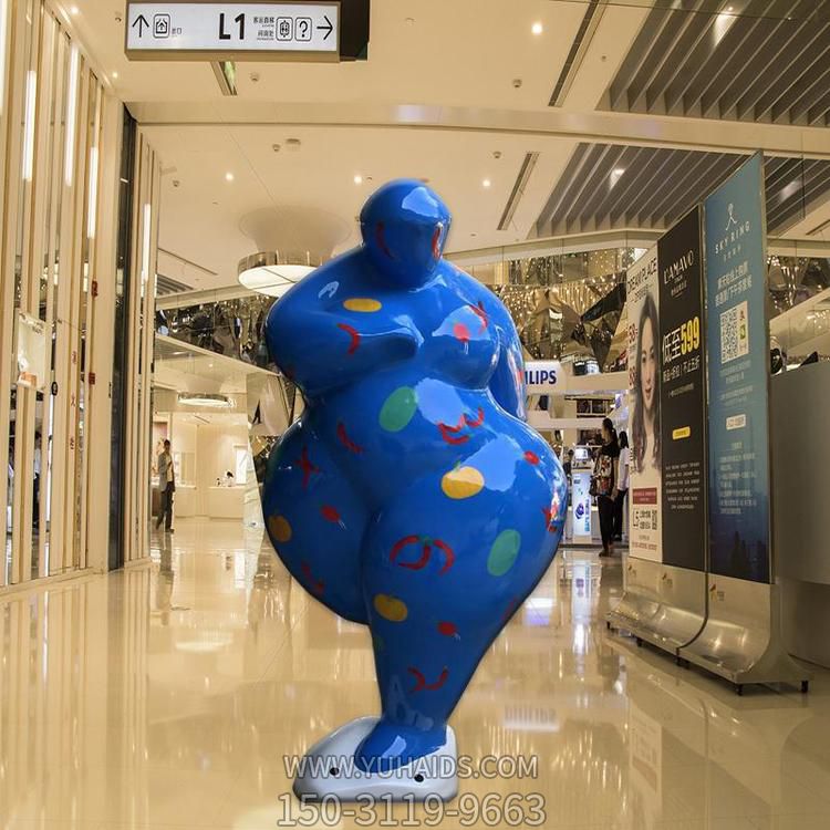 抽象人物摆件玻璃钢创意彩绘大厦商场博鱼网页版