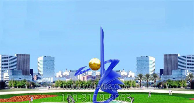 城市户外不锈钢抽象个性蓝色疼博鱼网页版