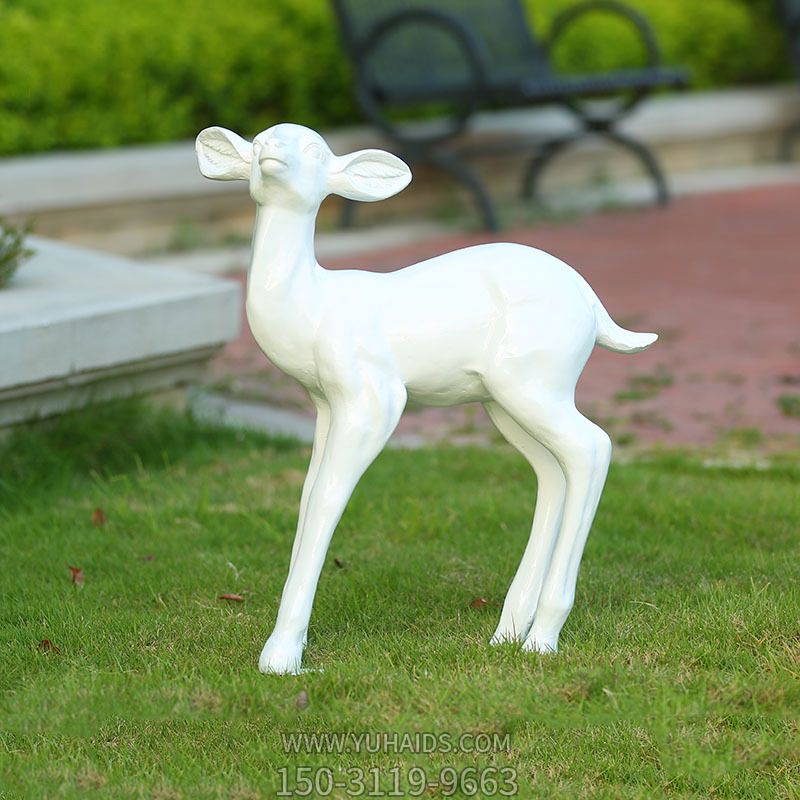 户外景区玻璃钢白色鹿博鱼网页版