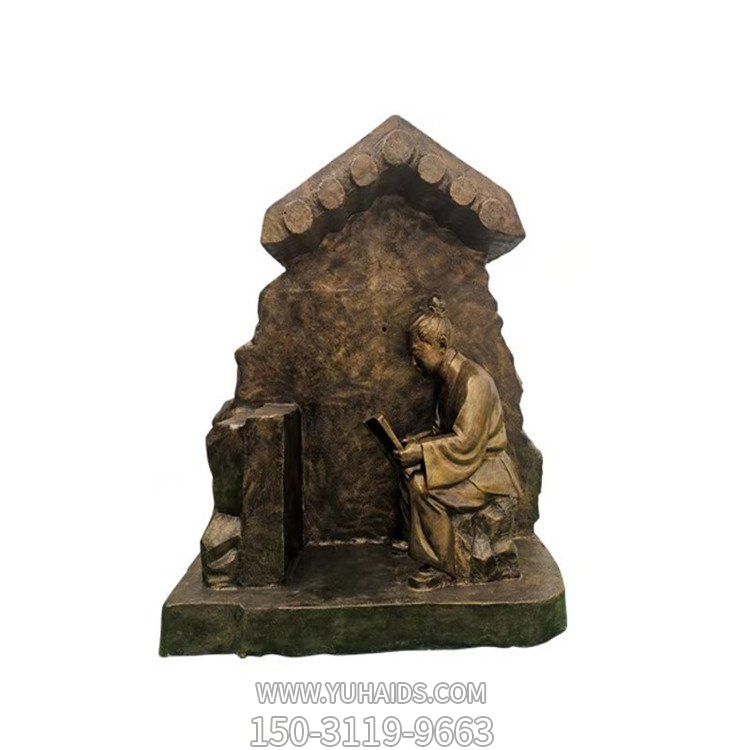 寓言故事玻璃钢仿铜凿壁偷光人物景观摆件博鱼网页版