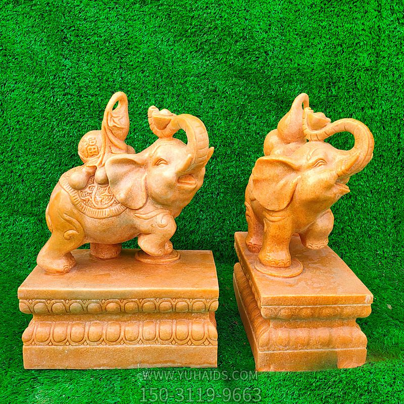 室内创意晚霞红石雕大象博鱼网页版