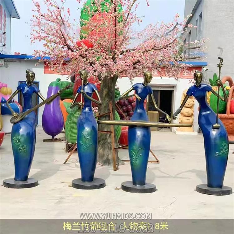 城市街道玻璃钢彩绘创意演奏音乐的抽象人物景观博鱼网页版