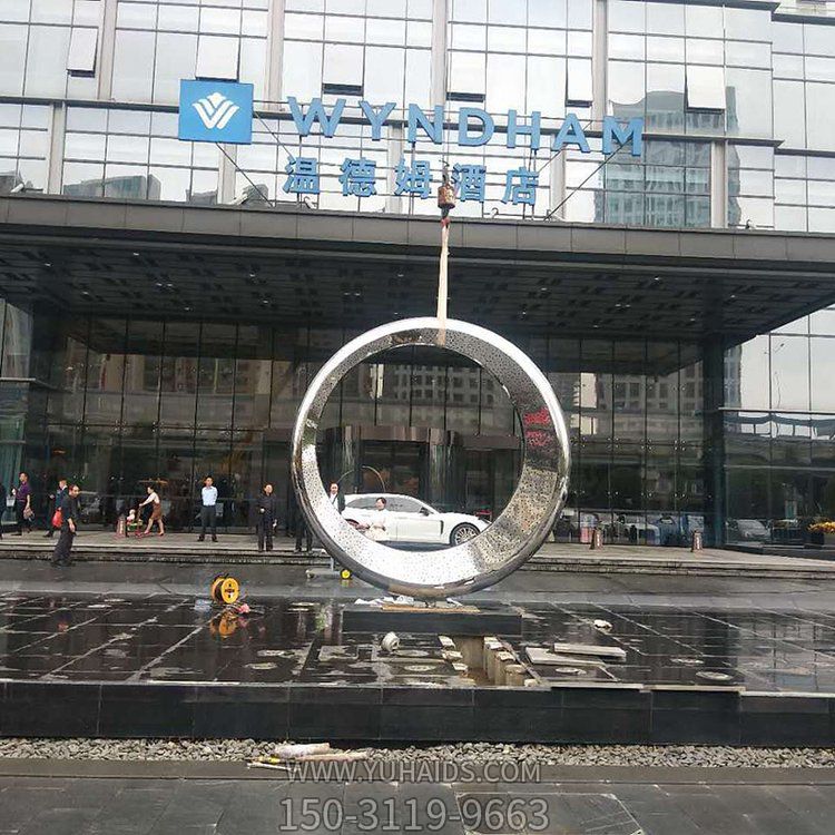 商场户外不锈钢几何园林景观圆环博鱼网页版