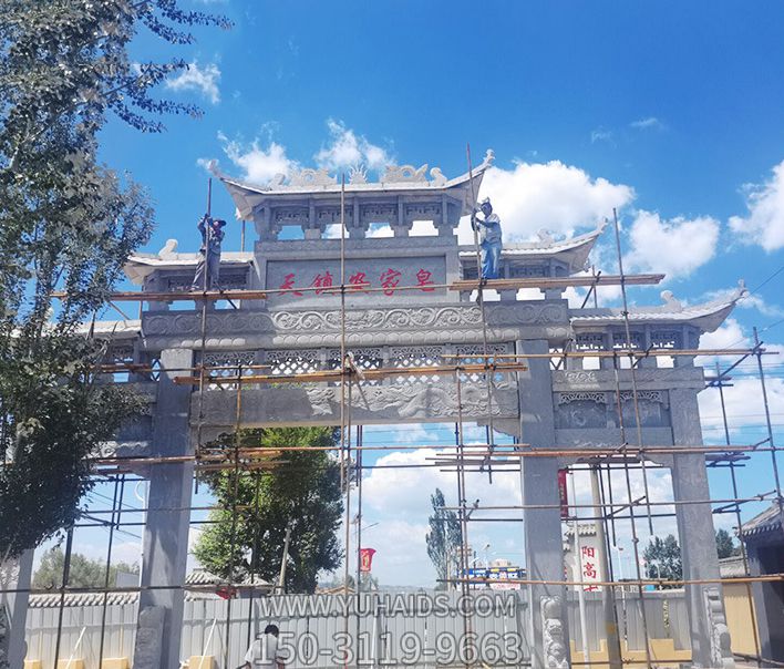 景区镂空浮雕仿古城楼门牌坊石雕博鱼网页版