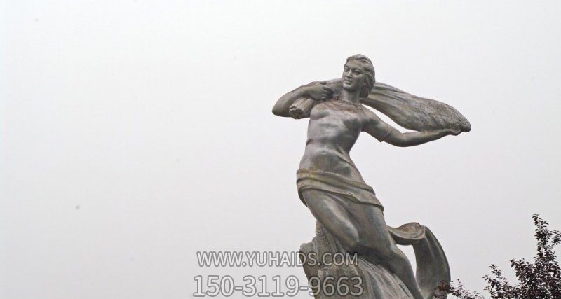 广场抽象收割小麦的人物景观铜雕博鱼网页版