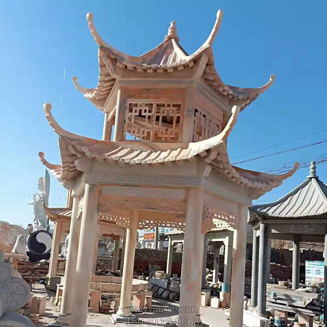 大理石双层宝顶园林景观休闲凉亭博鱼网页版