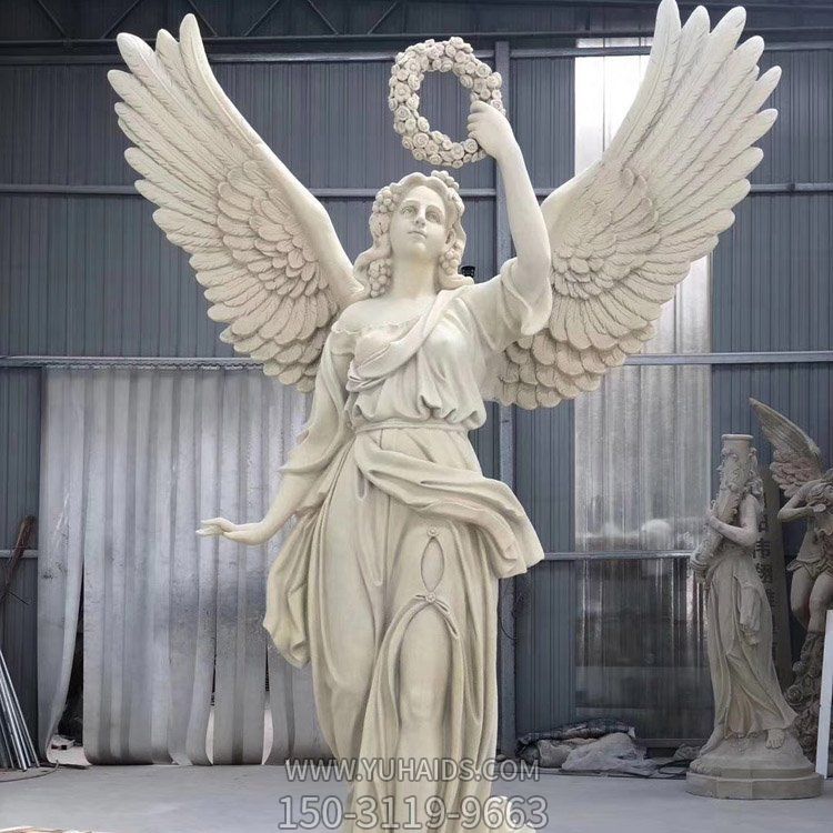 玻璃钢仿汉白玉西方天使人物博鱼网页版酒店户外摆件