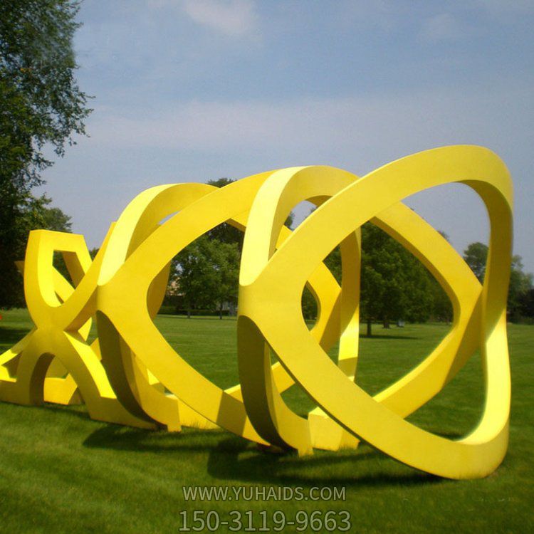 园林草地摆放大型不锈钢彩绘抽象艺术造型景观博鱼网页版